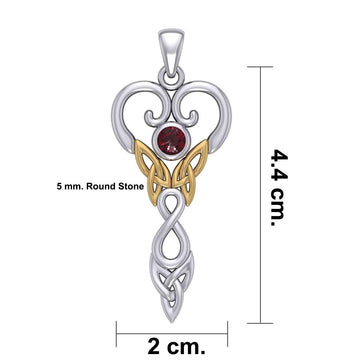 Celtic Infinity Goddess with Birthstone Silver and Gold Accents Pendant MPD5960 - Jewelry